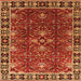 Square Machine Washable Oriental Orange Traditional Area Rugs, wshurb1363org