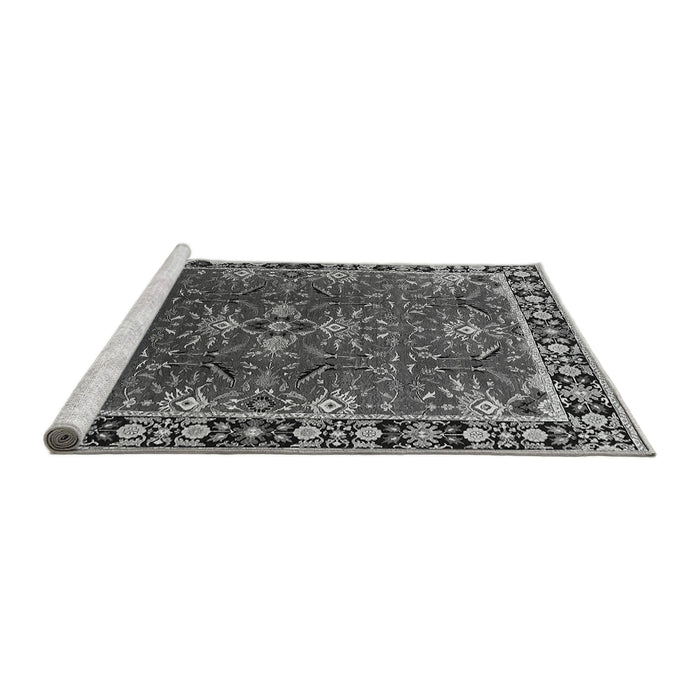 Sideview of Machine Washable Oriental Gray Traditional Rug, wshurb1363gry