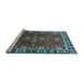 Sideview of Machine Washable Oriental Light Blue Traditional Rug, wshurb1363lblu