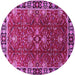 Round Oriental Pink Traditional Rug, urb1363pnk
