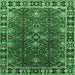 Square Machine Washable Oriental Emerald Green Traditional Area Rugs, wshurb1363emgrn