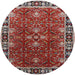 Round Machine Washable Industrial Modern Tomato Red Rug, wshurb1363