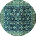 Round Oriental Turquoise Industrial Rug, urb1364turq