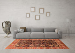 Machine Washable Oriental Orange Industrial Area Rugs in a Living Room, wshurb1364org