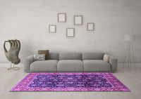 Machine Washable Oriental Purple Industrial Rug, wshurb1364pur