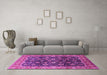 Machine Washable Oriental Pink Industrial Rug in a Living Room, wshurb1364pnk