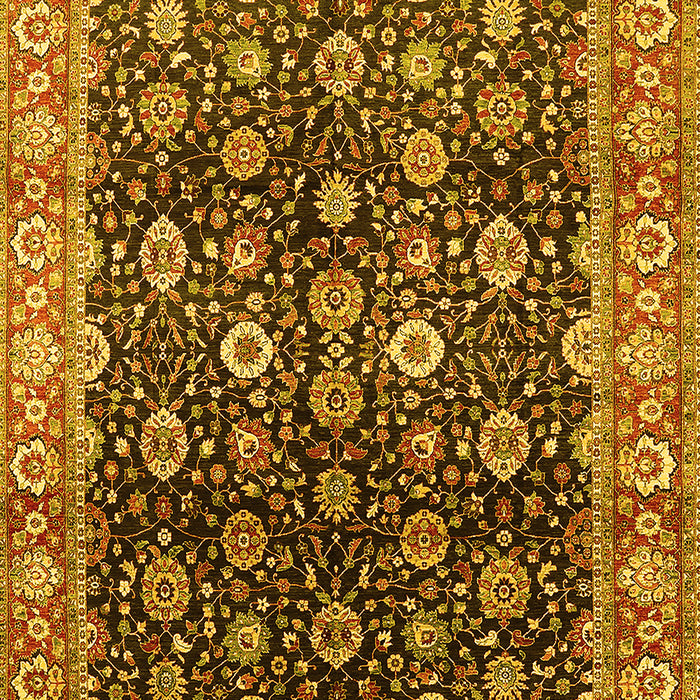 Machine Washable Oriental Yellow Industrial Rug, wshurb1364yw