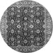 Round Machine Washable Oriental Gray Industrial Rug, wshurb1364gry