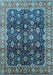 Machine Washable Oriental Light Blue Industrial Rug, wshurb1364lblu