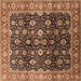 Square Oriental Brown Industrial Rug, urb1364brn