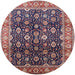 Round Machine Washable Industrial Modern Khaki Rose Pink Rug, wshurb1364