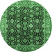 Round Oriental Emerald Green Industrial Rug, urb1364emgrn