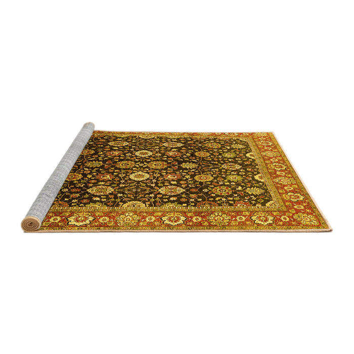 Sideview of Machine Washable Oriental Yellow Industrial Rug, wshurb1364yw