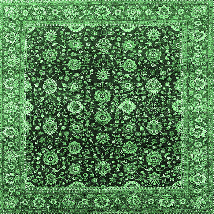 Square Machine Washable Oriental Emerald Green Industrial Area Rugs, wshurb1364emgrn
