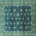 Square Oriental Turquoise Industrial Rug, urb1364turq