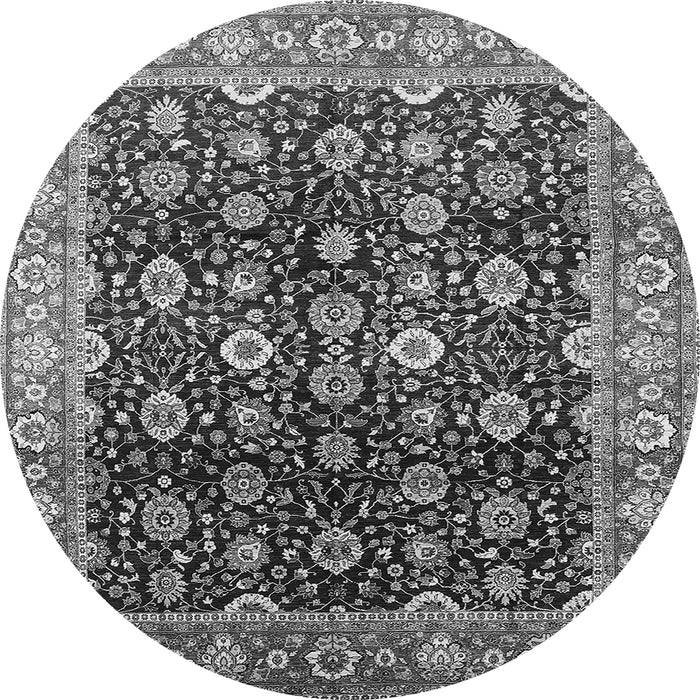 Round Oriental Gray Industrial Rug, urb1364gry