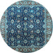 Round Oriental Light Blue Industrial Rug, urb1364lblu