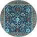 Round Oriental Light Blue Industrial Rug, urb1365lblu