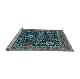 Sideview of Machine Washable Oriental Light Blue Industrial Rug, wshurb1365lblu