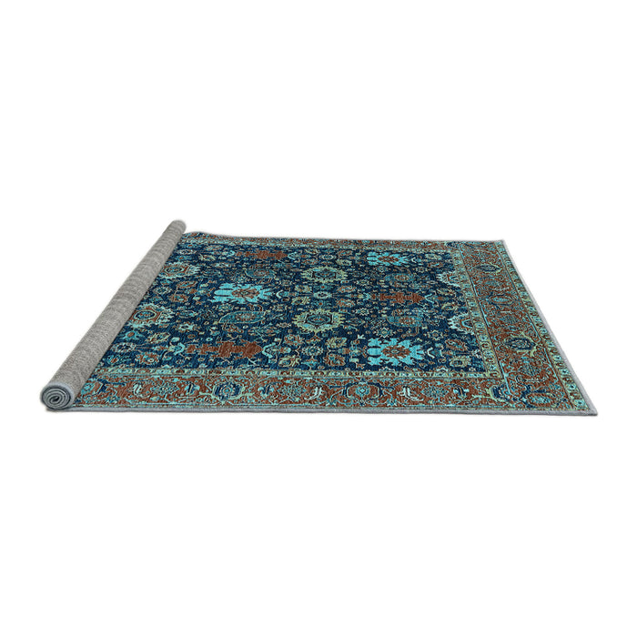 Sideview of Machine Washable Oriental Light Blue Industrial Rug, wshurb1365lblu