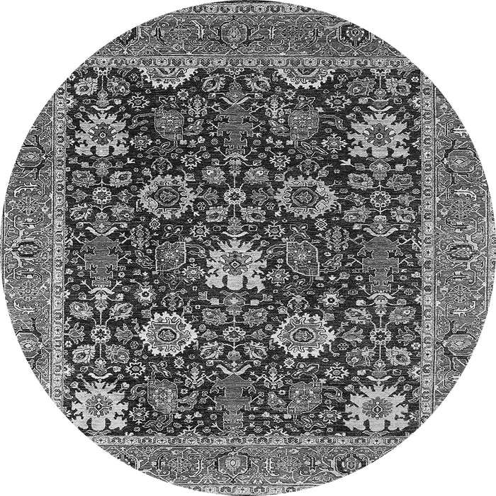 Round Machine Washable Oriental Gray Industrial Rug, wshurb1365gry