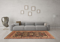 Machine Washable Oriental Brown Industrial Rug in a Living Room,, wshurb1365brn