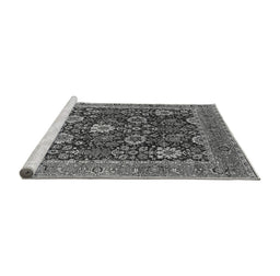 Sideview of Machine Washable Oriental Gray Industrial Rug, wshurb1365gry