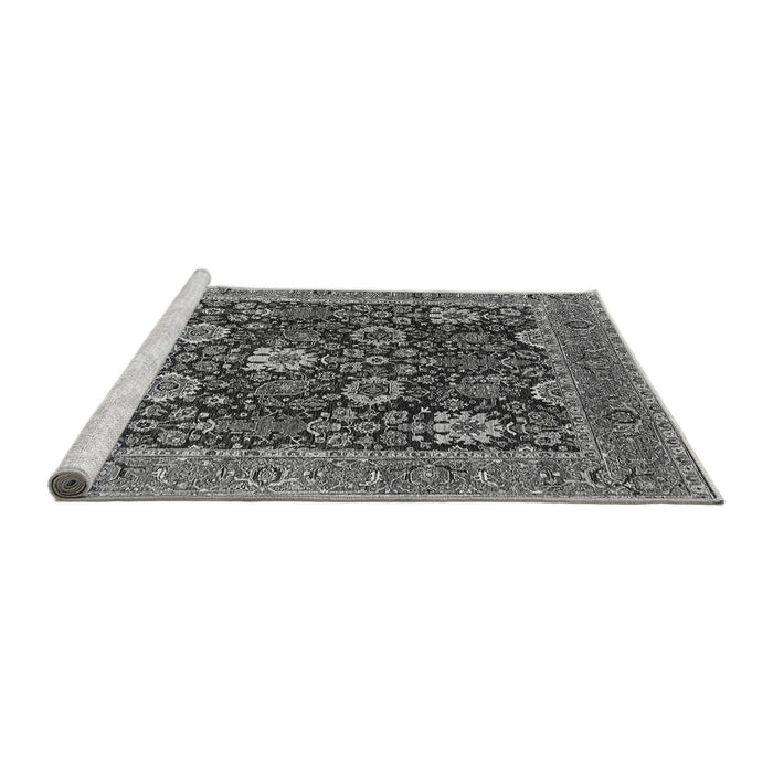 Sideview of Machine Washable Oriental Gray Industrial Rug, wshurb1365gry