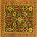 Square Machine Washable Oriental Yellow Industrial Rug, wshurb1365yw