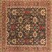 Square Oriental Brown Industrial Rug, urb1365brn