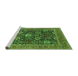 Sideview of Machine Washable Oriental Green Industrial Area Rugs, wshurb1365grn