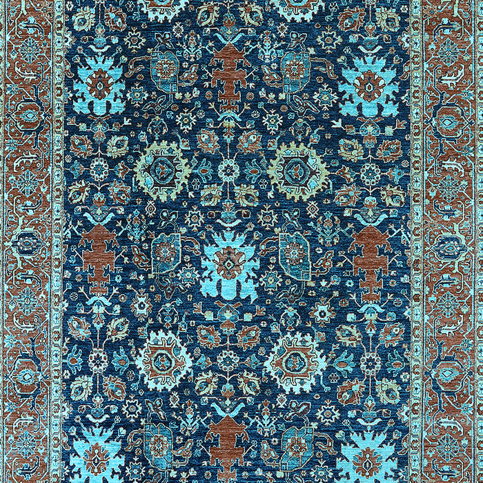 Machine Washable Oriental Light Blue Industrial Rug, wshurb1365lblu