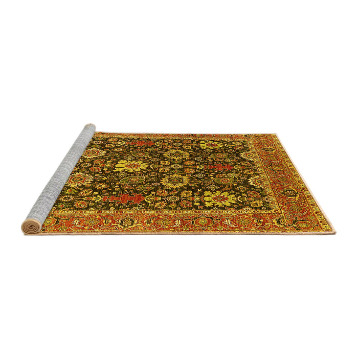 Sideview of Machine Washable Oriental Yellow Industrial Rug, wshurb1365yw