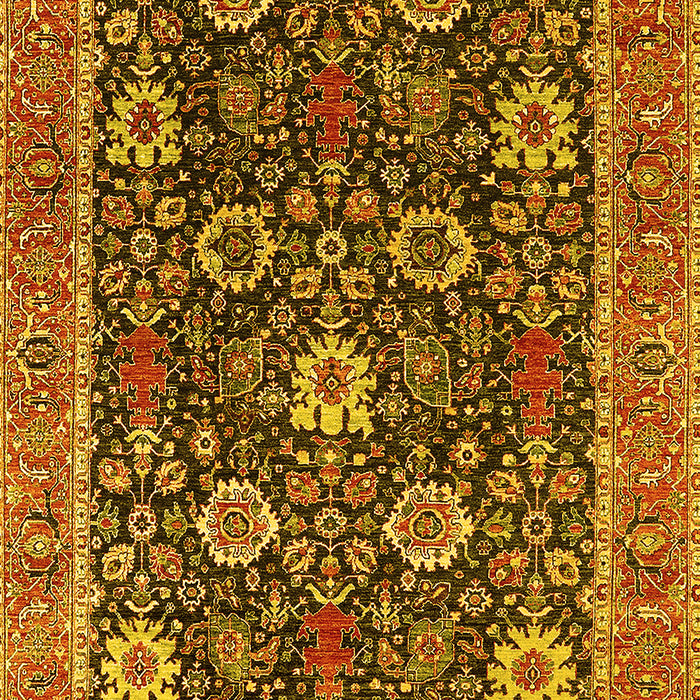 Machine Washable Oriental Yellow Industrial Rug, wshurb1365yw