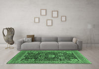 Machine Washable Oriental Emerald Green Industrial Rug, wshurb1365emgrn