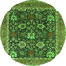 Round Oriental Green Industrial Rug, urb1365grn