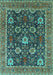 Machine Washable Oriental Turquoise Industrial Area Rugs, wshurb1365turq