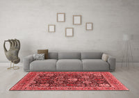 Machine Washable Oriental Red Industrial Rug, wshurb1365red