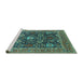 Sideview of Machine Washable Oriental Turquoise Industrial Area Rugs, wshurb1365turq