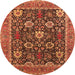 Round Machine Washable Oriental Orange Industrial Area Rugs, wshurb1365org