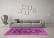 Machine Washable Oriental Pink Industrial Rug in a Living Room, wshurb1365pnk