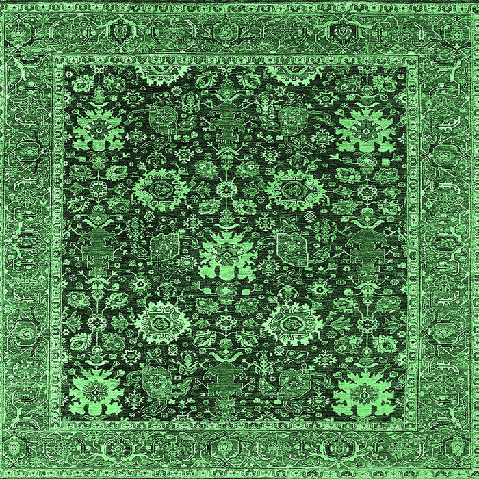 Square Machine Washable Oriental Emerald Green Industrial Area Rugs, wshurb1365emgrn