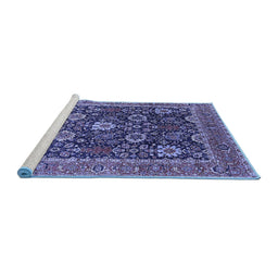 Sideview of Machine Washable Oriental Blue Industrial Rug, wshurb1365blu