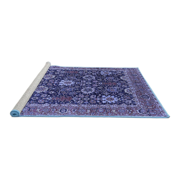 Sideview of Machine Washable Oriental Blue Industrial Rug, wshurb1365blu