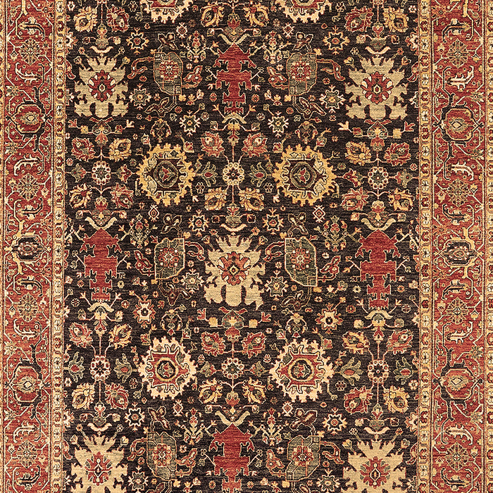 Machine Washable Oriental Brown Industrial Rug, wshurb1365brn