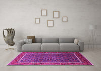 Machine Washable Oriental Pink Industrial Rug, wshurb1366pnk