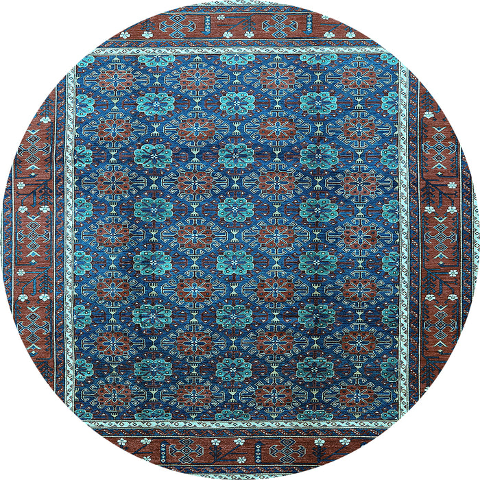 Round Oriental Light Blue Industrial Rug, urb1366lblu