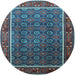 Round Oriental Light Blue Industrial Rug, urb1366lblu