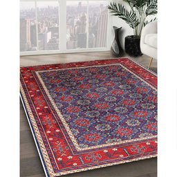 Mid-Century Modern Gray Oriental Rug in Family Room, urb1366