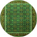 Round Oriental Green Industrial Rug, urb1366grn